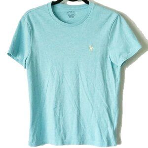 Polo Cotton Custom Slim Fit T-shirt S Heather Aqua Yellow Embroidered Pony